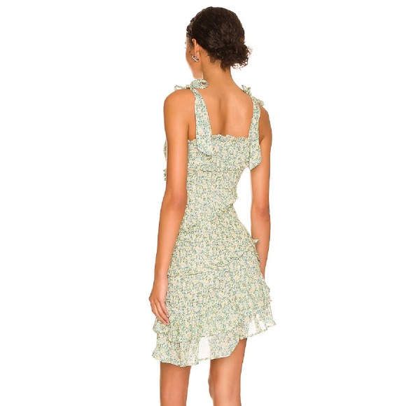 ASTR the Label Eastwick Yellow Green Floral Ruffle Mini Dress - Women's Medium - Picture 2 of 9